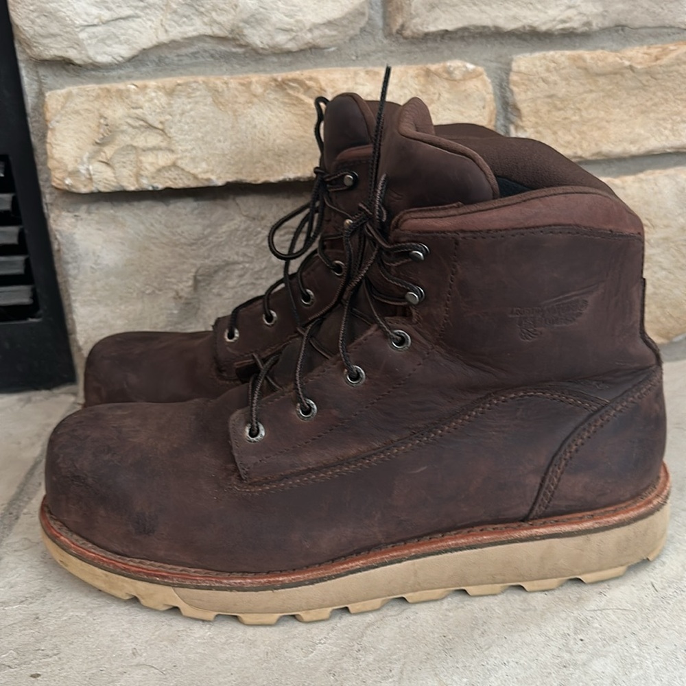 Red Wing #2443 Brown Safety Toe Work Boots - Picture 3 of 14
